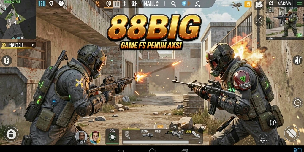 Tangkapan layar gameplay 88BIG menampilkan aksi tembak-menembak yang mendebarkan.
