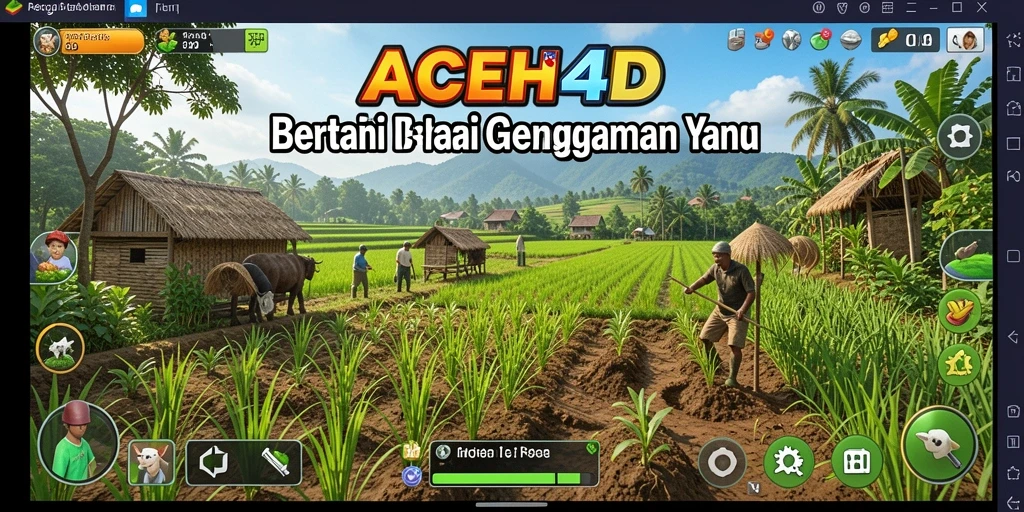 Tangkapan layar gameplay ACEH4D yang menunjukkan aktivitas bertani.