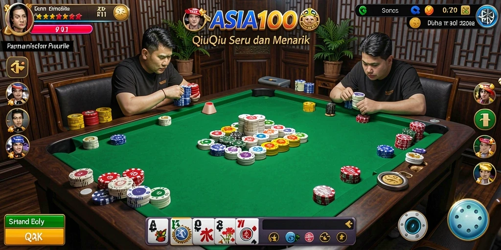 Screenshot utama gameplay QiuQiu ASIA100 dengan tampilan seru.