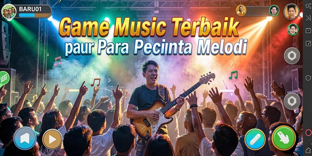 Tampilan screenshot gameplay BARU01 dengan keseruan bermain musik.