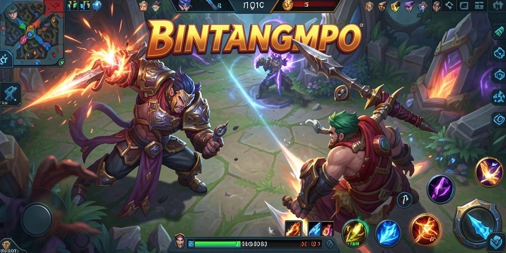 Tangkapan layar BINTANGMPO menampilkan aksi pertarungan mendebarkan di arena.