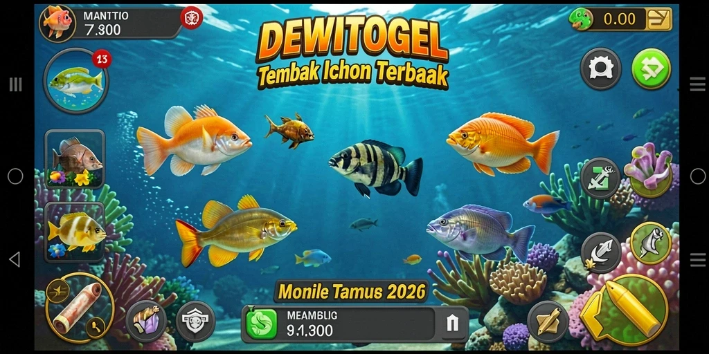 Tampilan screenshot DEWITOGEL menunjukkan aksi seru menembak ikan.