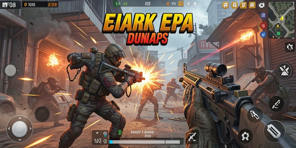 Screenshot F08 menampilkan aksi intens dalam pertempuran FPS.