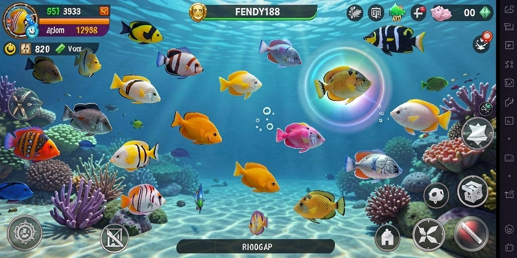 Tampilan gameplay seru di FENDY188 saat memancing ikan.