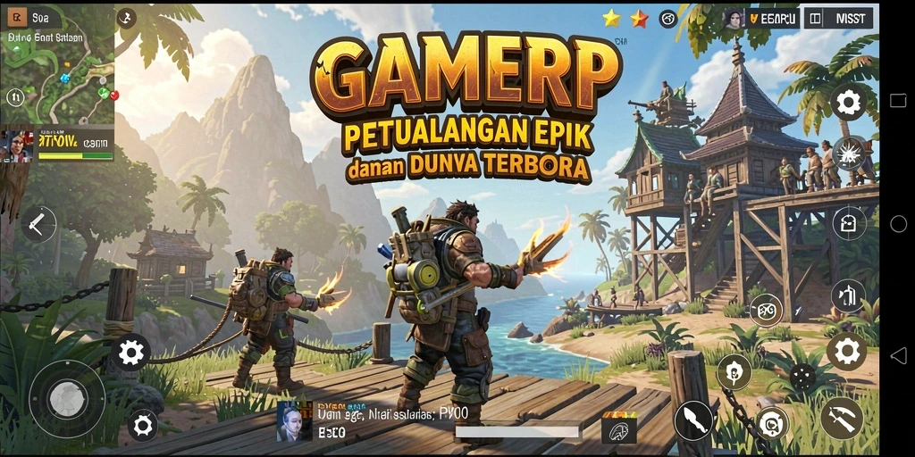 Gameplay menakjubkan dalam GAMERP yang menunjukkan dunia terbuka yang luas.