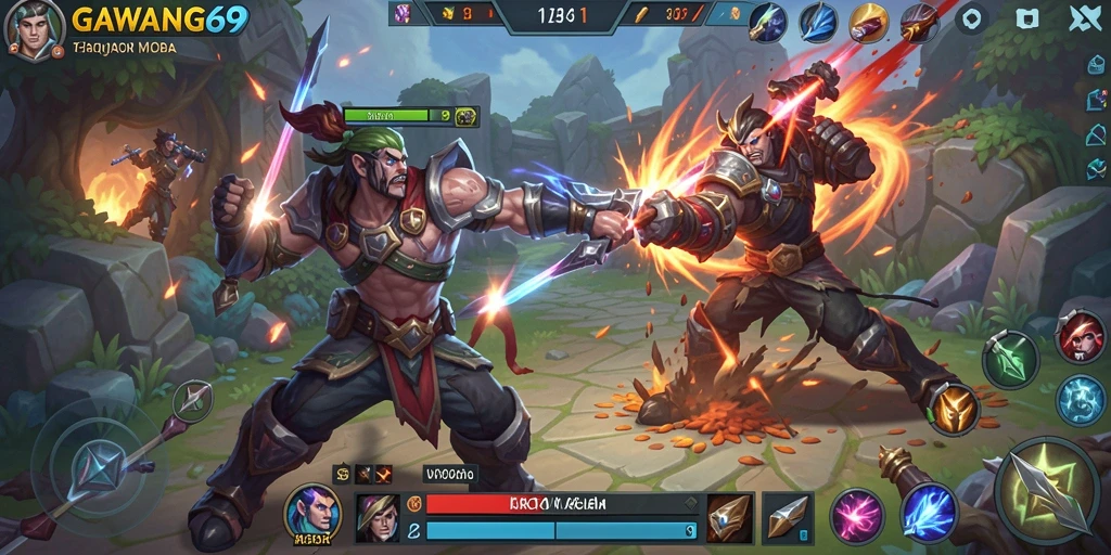 Tampilan aksi penuh dari GAWANG69 dengan pertarungan seru di arena.