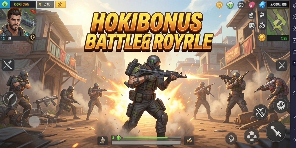 Tampilan gameplay HOKIBONUS yang mendebarkan dalam pertandingan Battle Royale.