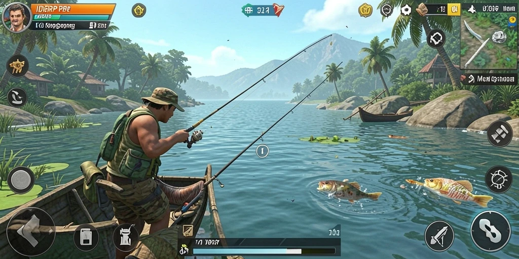 Screenshot gameplay IDRRP menampilkan keindahan memancing di alam yang menakjubkan.
