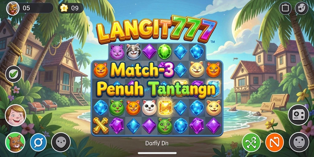 Screenshot utama LANGIT777 menampilkan aksi seru permainan Match-3.