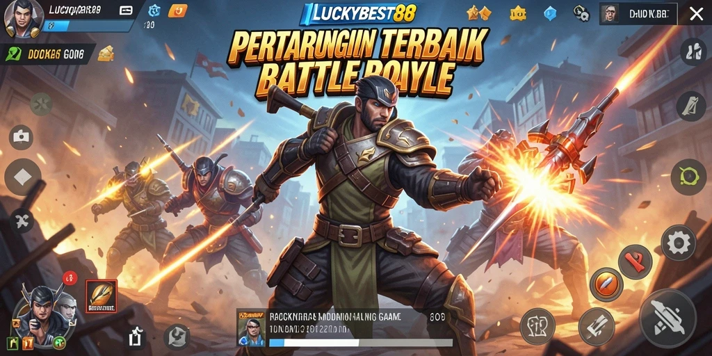 Tampilan gameplay mendebarkan dalam LUCKYBEST88 di arena Battle Royale.