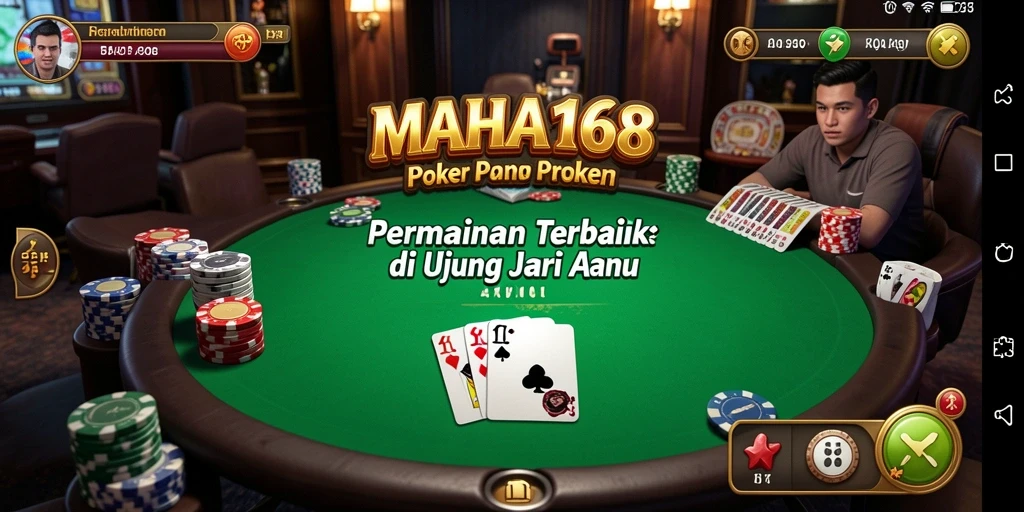 Tampilan gameplay poker yang mendebarkan dan interaktif.