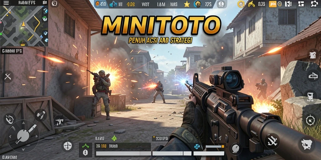 Tampilan gameplay intens MINITOTO dengan aksi tembak-menembak yang mendebarkan.