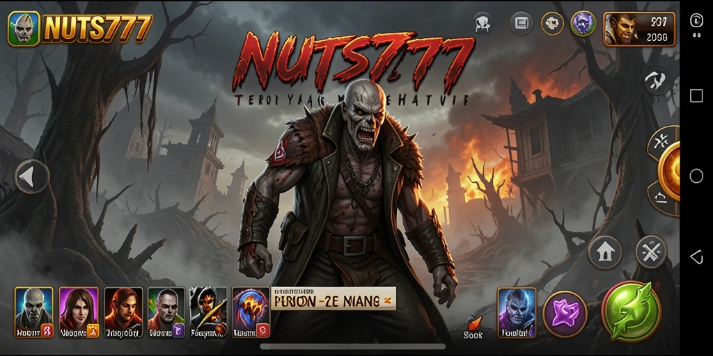 Screenshot menampilkan adegan menyeramkan dari gameplay NUTS777.