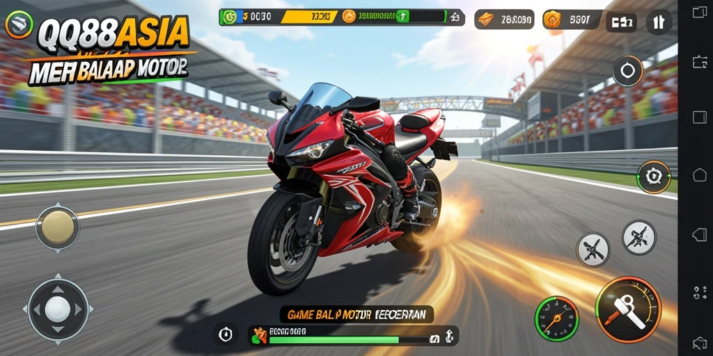 Screenshot dari gameplay QQ88ASIA yang menampilkan balapan mendebarkan.
