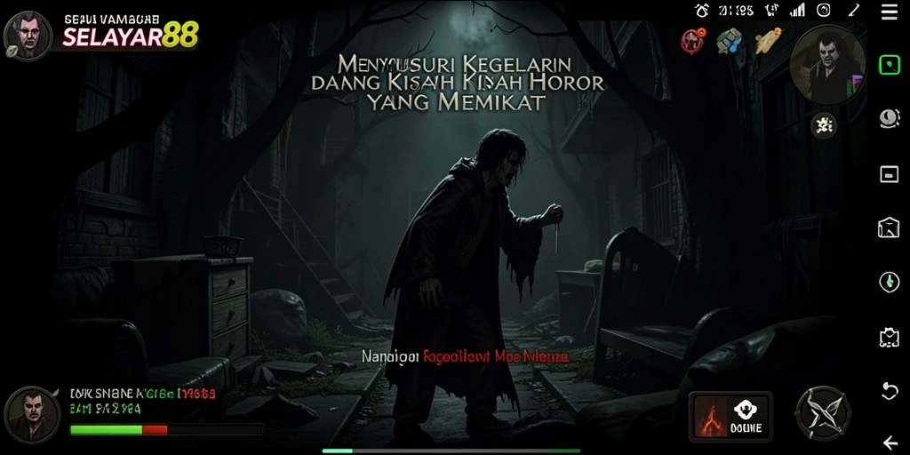 Screenshot menampilkan momen menegangkan dalam gameplay horor SELAYAR88.